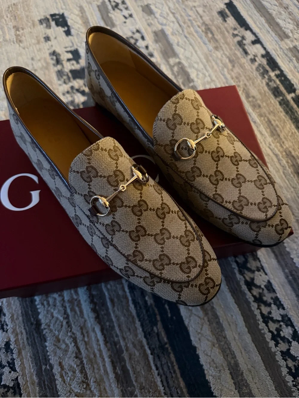 Gucci Beige/Brown GG Canvas Horsebit Slip-On Loafers Gucci Beige & Brown GG Horsebit Slip-On Loafers Gucci main image 2